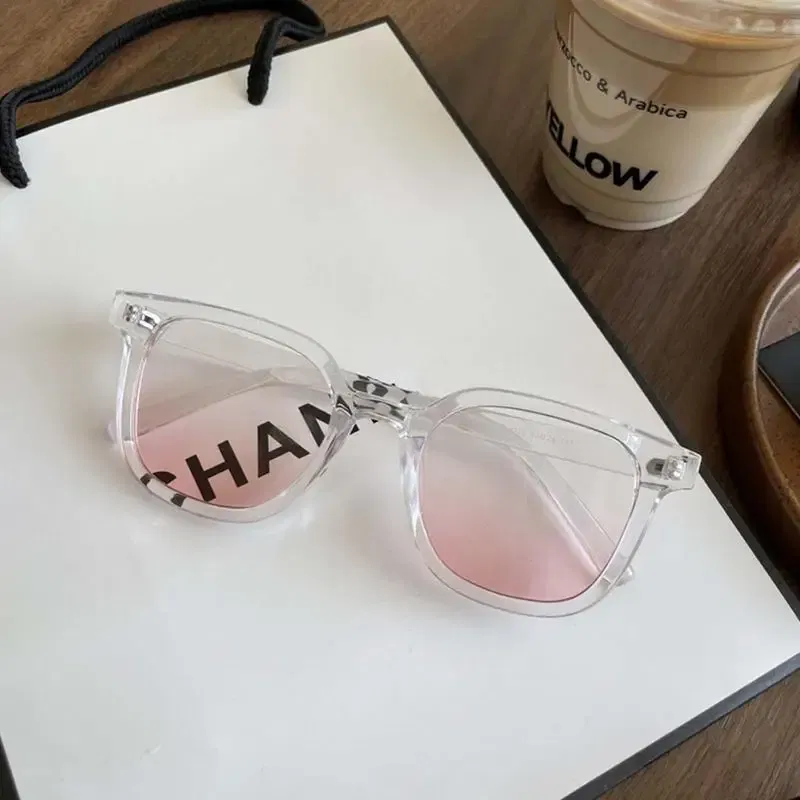 Color: Red, Ships From: CHINA - Powder Blusher Glasses Korean Oversized Gradual Pink Sunglasses Fashion Computer Goggle Women's Gift Blue Light Blocking Glasses