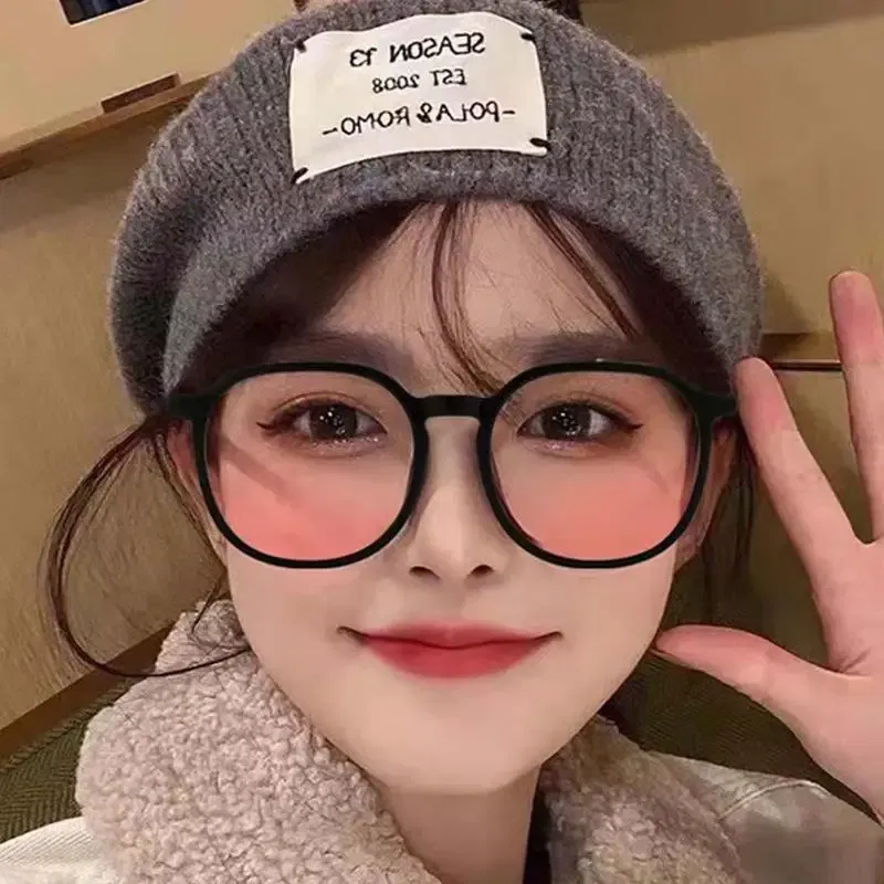 Color: Red, Ships From: CHINA - Powder Blusher Glasses Korean Oversized Gradual Pink Sunglasses Fashion Computer Goggle Women's Gift Blue Light Blocking Glasses