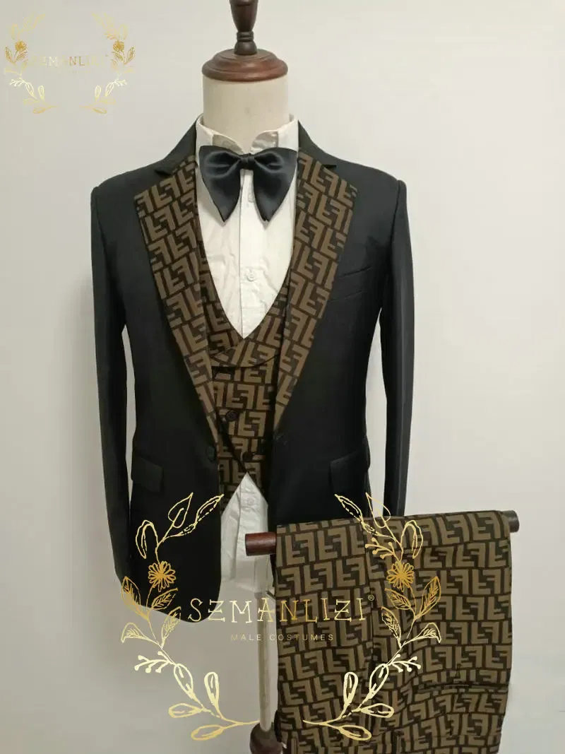 Color: Red, Size: 5XL - SZMANLIZI 2022 Latest Designs Black Floral Party Blazer Men Suits Costume Homme Groom Tuxedos Wedding Terno Masculino 3 Pieces