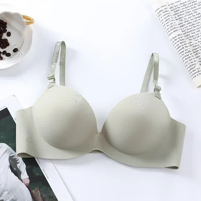 Color: green, Bands Size: 32, Cup Size: B - Women Seamless Bra Sexy Push Up Bralette No Wire Girls Students Breathable Lingerie Fashion 3/4 Cup Wireless Female Lingerie