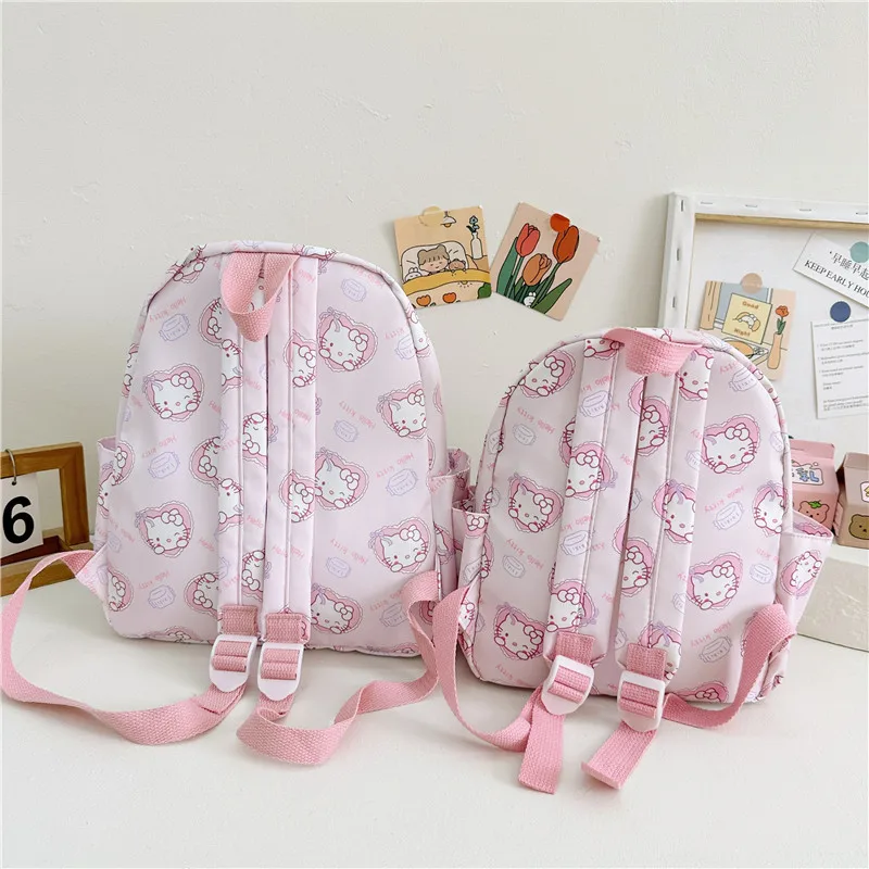 Color: SKY BLUE, Size: 16 inches - Anime Cartoon Kuromi Melody Cinnamoroll Backpack Boys Girls Cartoon Hello Kitty Kawaii Canvas Fashion Children's Schoolbag