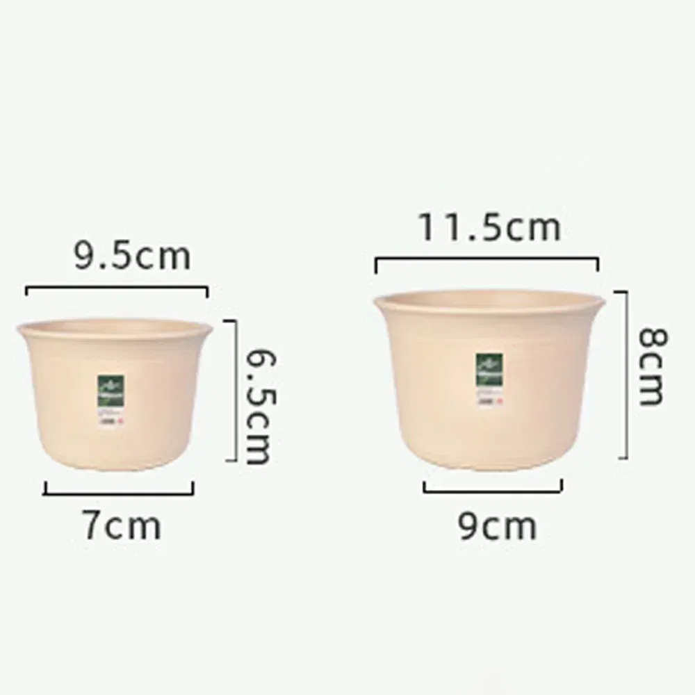 Color: Light Grey, Sheet Size: Small - OIMG Plastic Round Thick Imitation Ceramic Household Indoor Planting Fleshy Green Fruit and Vegetable Resin Plastic Flower Pot