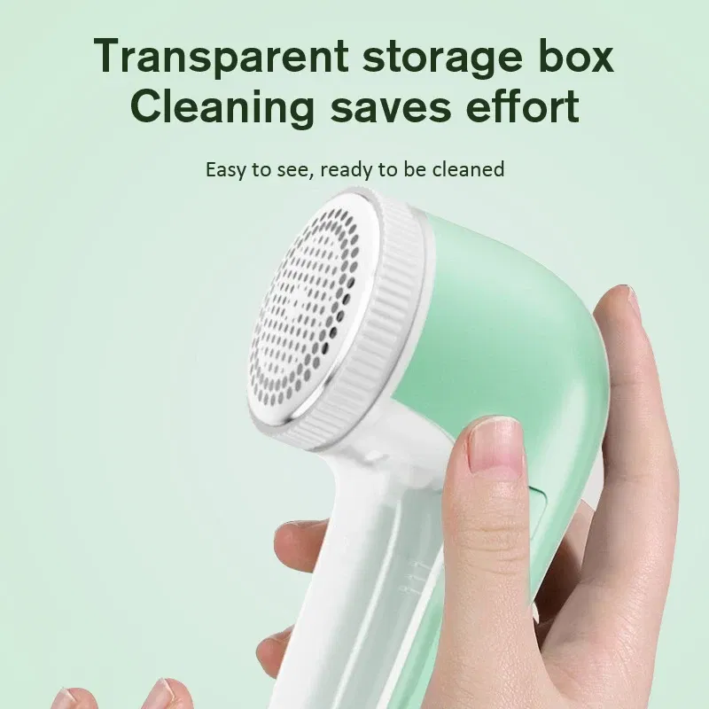 Color: Green - Household Clothes Shaver Fabric Lint Remover Fuzz Electric Fluff Portable Brush Blade Professional Rechargeable Fur Ball Trimmer