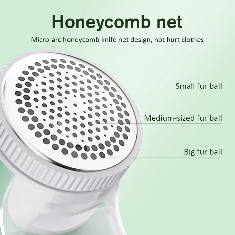 Color: Green - Household Clothes Shaver Fabric Lint Remover Fuzz Electric Fluff Portable Brush Blade Professional Rechargeable Fur Ball Trimmer