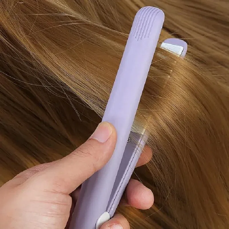 Color: Blue, Plug standard: UK - Mini Flat Iron For Travel Hair Straightener Small Portable Straightening Iron Ceramic Women Men Quick Easy Short Hair Styling
