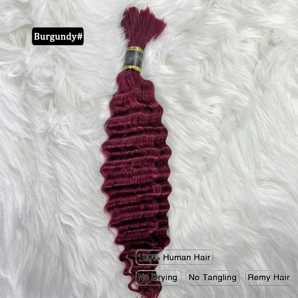Color: 1B/27HL, Stretched Length: 28inches - Pre-Colored Brazilian Deep Wave Bulk Human Hair No Weft Remy Bulk Human Hair 14 To 28 Inch Bulk Hair Extension Crochet Braids