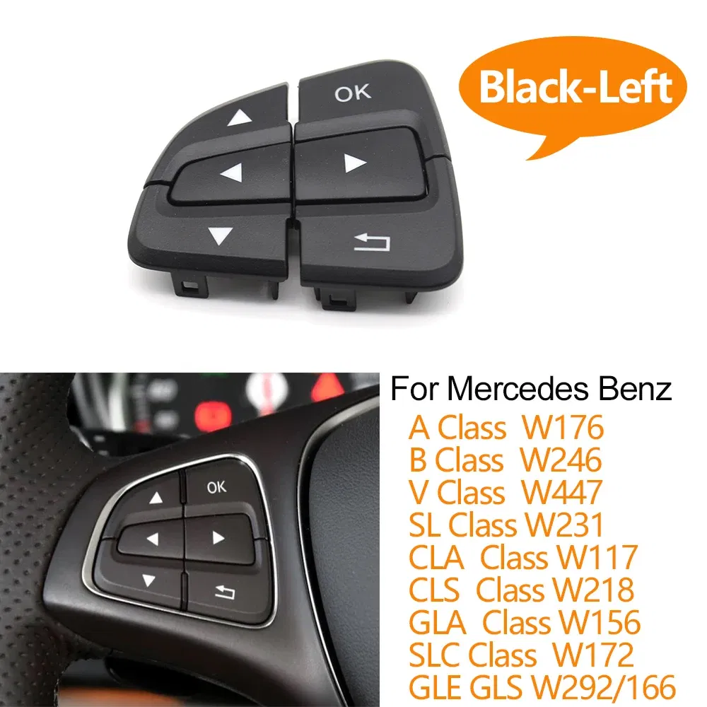 Color: WHITE - Car Steering Wheel Menu Control Switch Buttons For Mercedes Benz A B GLA GLS GLE V Class W176 W246 W156 W166 W292 W117 W218 W231