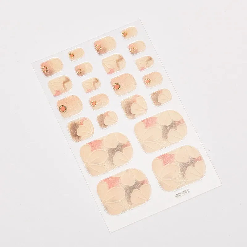Color: Grey green - 22 Tips/Sheet Valentines Loveliness Full Cover Nail Stickers Fashion Nail Stickers Nail Sticker Set Designed Nail Tape Shiny