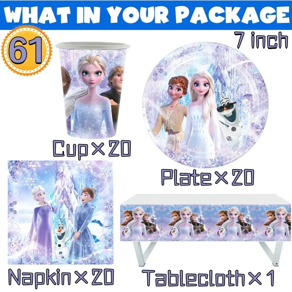 Color: GRAY, Ships From: CHINA - New Frozen Elsa Anna Party Decorations Snow Queen Theme Tableware Balloon Set Baby Shower Kids Girls Birthday Party Supplies