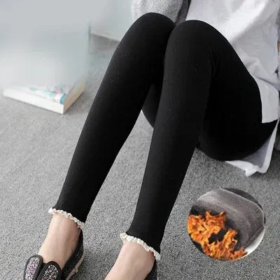 Color: Beige, Maternity Size: M - Winter Pregnant Women Black Leggings for Maternity Warm Soft Velvet Pants Pregnancy Inner Wool Clothes Ropa Mujer Embarazada