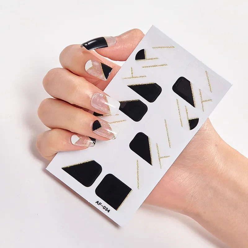 Color: Beige - Designer Nail Decals Sticker For Nails Foil Nail Art Stickers 2020 Fashion Nail Minimalist Design Minimalist Design