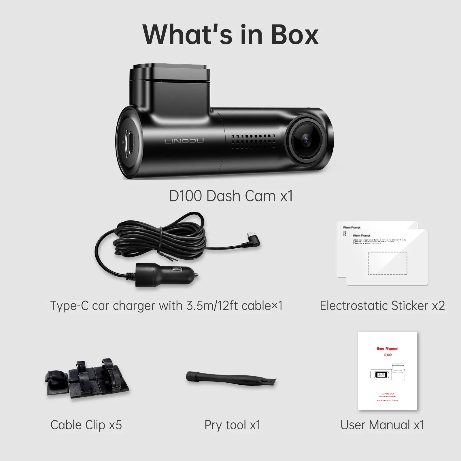 Color Name: black, Ships From: CHINA, Sd Card Memory: 8g - LINGDU D100 2.5K Dash Cam Front MINI Dash Camera for Cars Voice Control WDR Car DVR Parking Mode Built-in GPS WiFi Night Vision