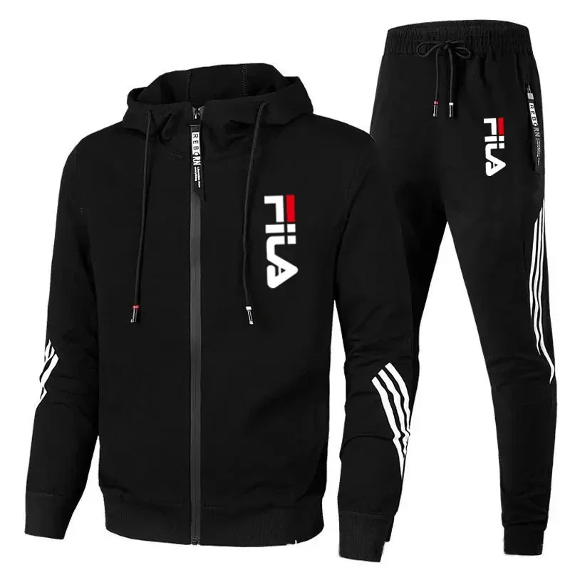 Color: Beige, Size: S, Ships From: CHINA - Men's spring and Fall outdoor zipper jacket + sweatpants jogging set Casual basketball fitness two-piece set