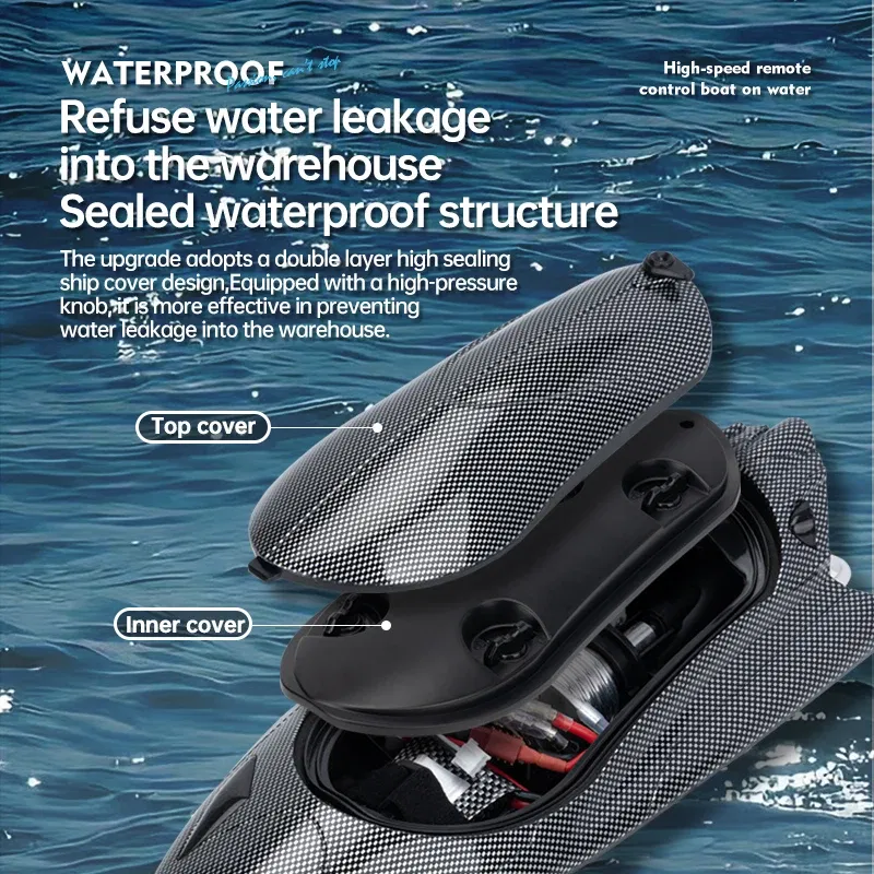 Color: black - Fy011 New 2.4g Adult Children Electric Speedboat Racing Water Toy Boat High-speed Turbojet Remote Control Boat Christmas Gift