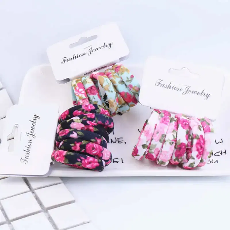 Color: Orange, Ships From: CHINA - 6PCS/Sett Cute Girls Elastic Hair Bands Scrunchies Ponytail Holder Rubber Bands Hair Ties Sweet Kids Hair Rope Hair Accessories