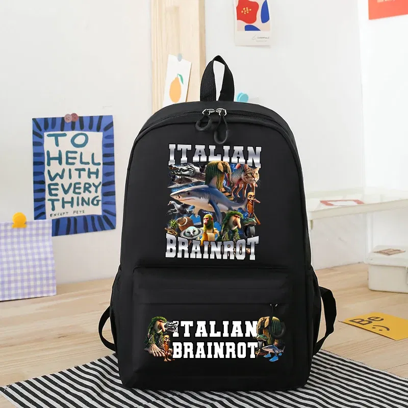 Color: Khaki - Italian Brainrot Kids Cute Schoolbag Tung Tung Tung Sahur Backpack for Boy Funny Meme Anime Knapsack Cartoon Book Bag Gifts 2025