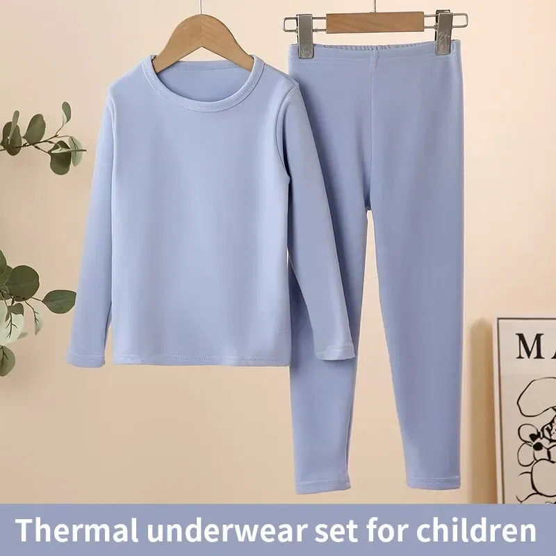 Color: black, Kid Size: 17 - 2-Piece Children's Thermal Underwear Suit boys' Autumn Clothes And Trousers Padded Cotton Sweater Girls' Casual Joker Home Cloth