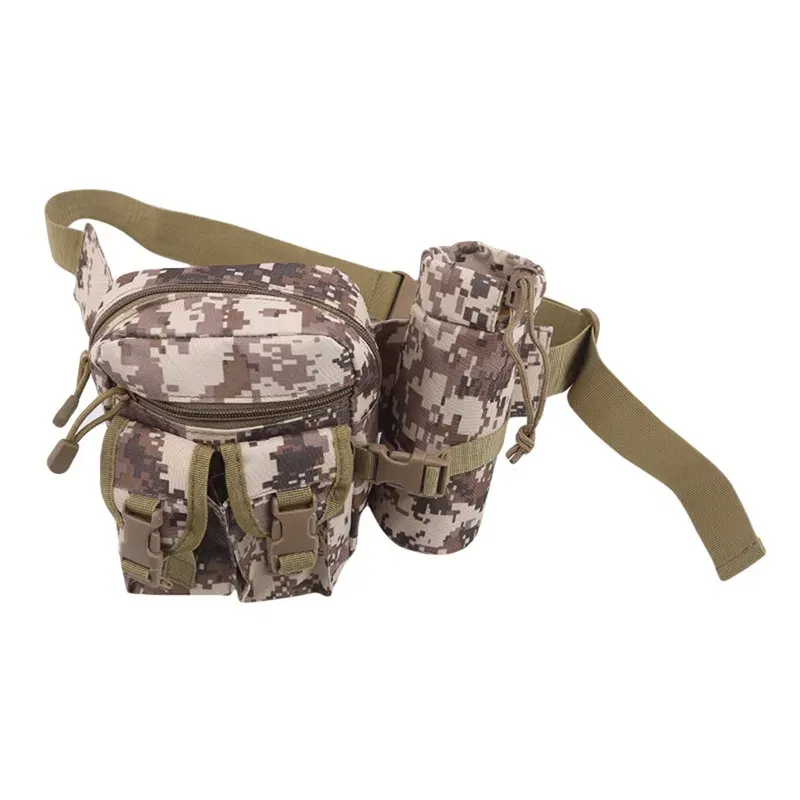 Color: Beige - Waterproof Nylon Fanny Pack Men  Tactical Military Army Waist Bag Hiking Outdoor Camping Shoulder Bum Belt Bum Sport Chest Bags