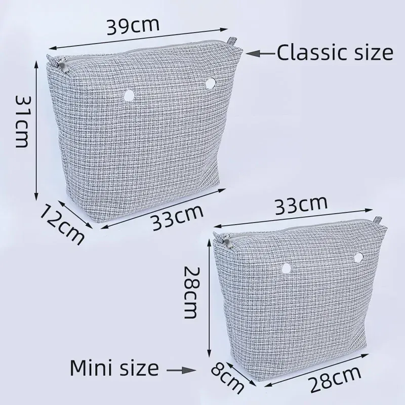 Color: Gold - TANQU Classic Mini linen canvas organizer fabric inner lining Insert for Obag Mini O Bag Women's Handbag Accessory