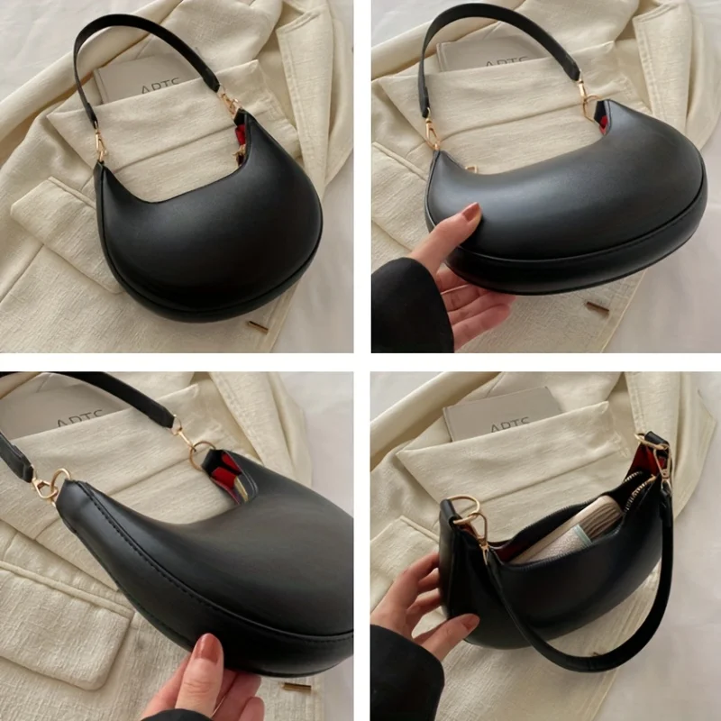 Color: Coffee - New Fashionable High-end Moon-shaped Baseball Bag, Showing Luxury, Women's Single Shoulder Bag