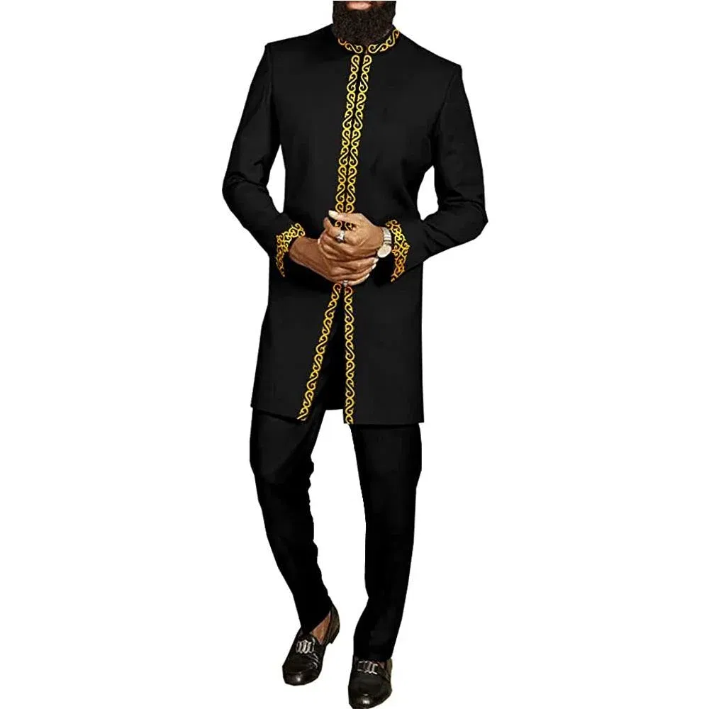 New African Traditional Men's Set Elegant and Fashionable Men's Suit Casual Embroidery Two Piece Set Men's Suit Kaftan