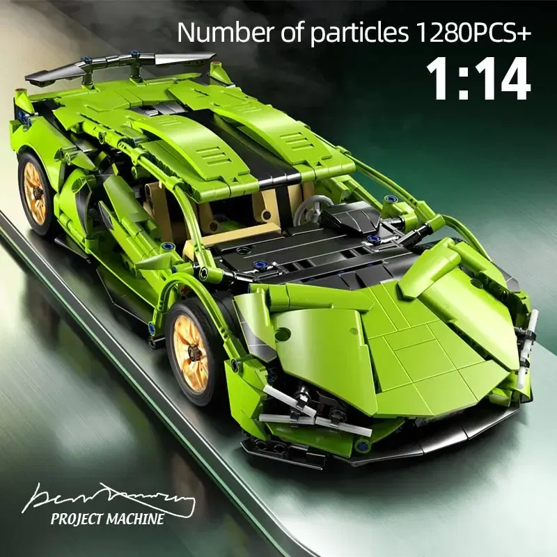 Color: Black - Technical Racing Sport Car 1280PCS Model Building Blocks City Mechanical Speed Vehicle Supercar Brick Puzzle Toys Kid Adult Gift
