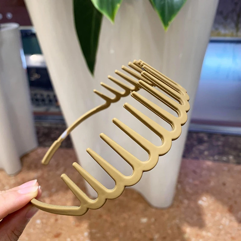 Color: Lavender - Resin Hair Comb Hairbands Hair Accessories Matte Hair Hoop with Teeth Non-slip Head Hoop Frosted Makeup Dressing Thin Headband