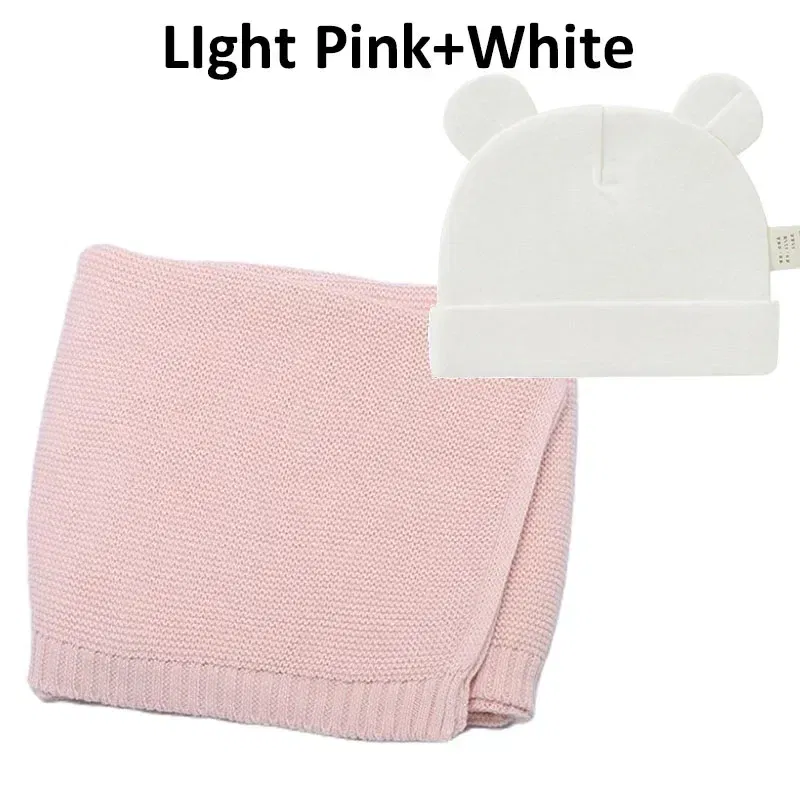 Color: Khaki, Size: Option 1, Ships From: CN - Personalized Baby Name Newborn Cotton Beanie and Knitted Blanket Set Embroidered Name Covering and Cute Hat Gift Set