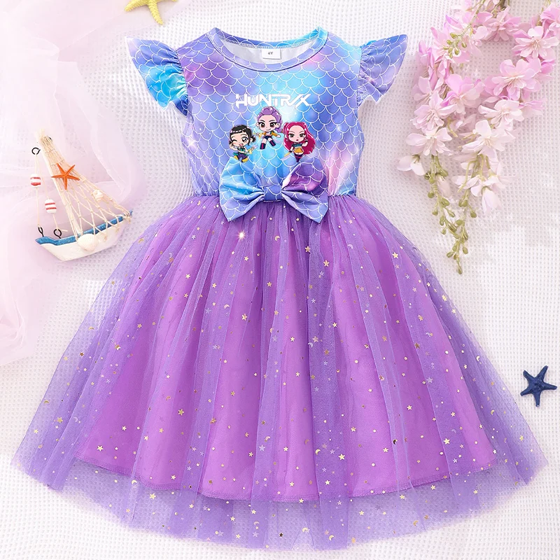 Color: Red, Size: One Size, Ships From: CHINA, Height: 170 - KPop Demon Hunter Christmas Princess Dress Girl Fashion Casual Autumn Butterfly Dress Wedding Birthday Party Dress Gift Clothes