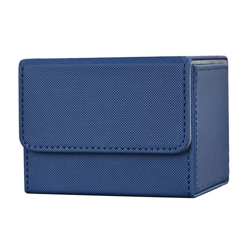 Color: Blue - Card Deck Box , Card Storage Box Fits 100 single Sleeved Cards, PU Leather Strong Magnet Card Deck Case for TCG Cards