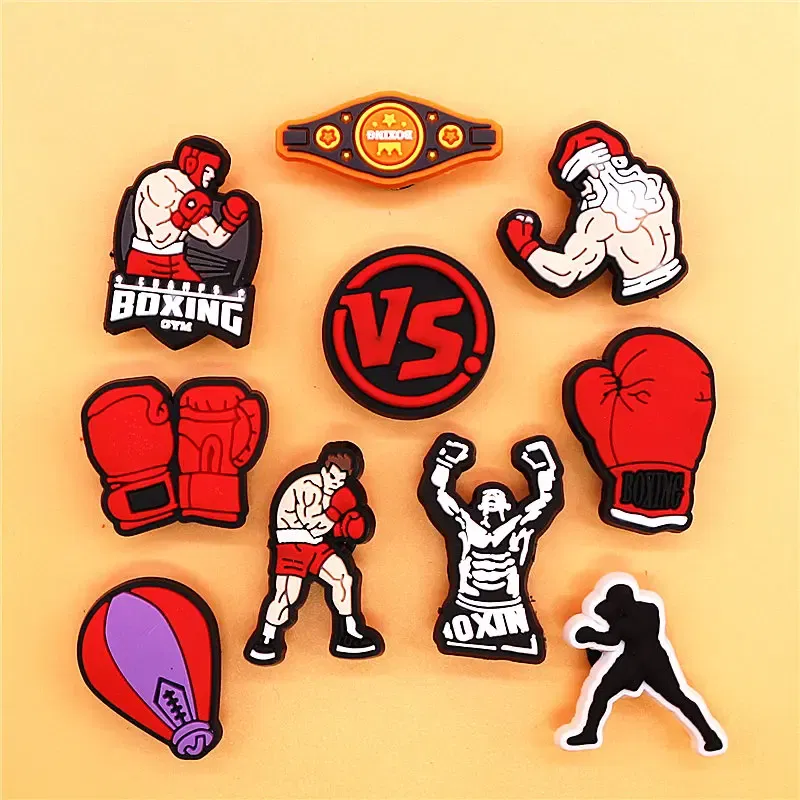 Color: Beige, Ships From: CHINA - 1Pcs Boxing Champion Style Sandals Shoe Charms Accessories PVC MMA VS One Clogs Pins Badges Shoe Clips Buckle Fit Kids