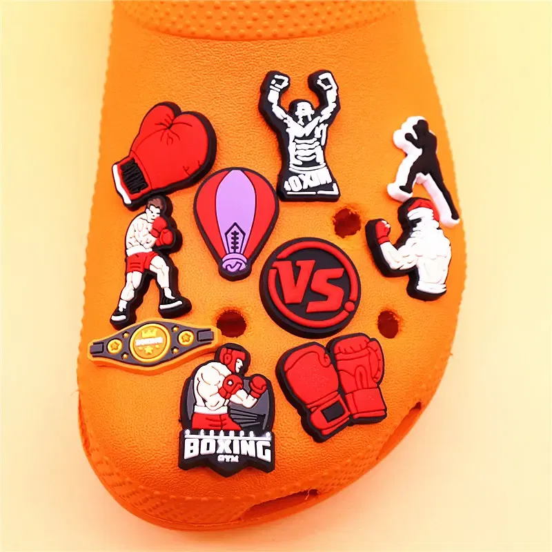 Color: Beige, Ships From: CHINA - 1Pcs Boxing Champion Style Sandals Shoe Charms Accessories PVC MMA VS One Clogs Pins Badges Shoe Clips Buckle Fit Kids