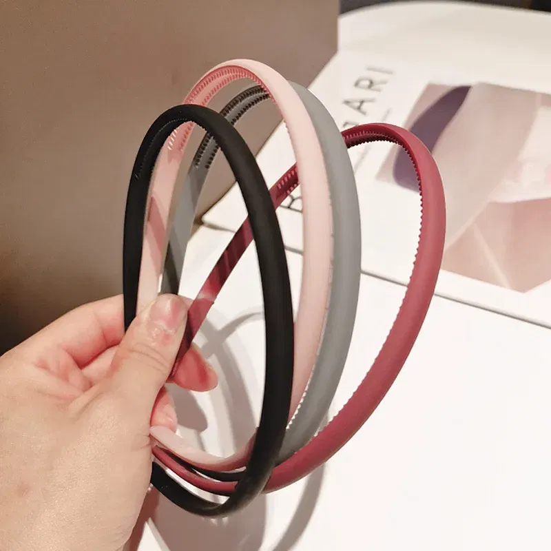 Color: GRAY - New Fashion Solid color resin Simple frosted anti-slip wave shape Toothed Wild Hairbands Women Girls Hair Accessories Headdress