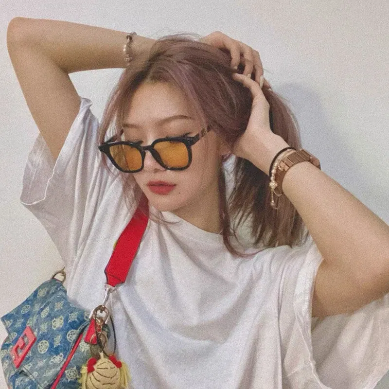 Lenses Color: Yellow, Ships From: CN, Frame Color: MULTI - High-Quality Square Men Women Sunglasses Fashion New Meter Nail Hip Hop Sun Glasses Retro Sunglasses for female male