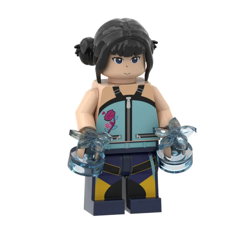 Color: green - KPOP Demon Hunters Cartoon Doll Building Blocks Kawaii Mini Action Figure Head Assembly Toys Children's Educational Toys Gift
