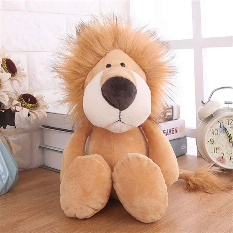 Color: Pink, Height: 11cm-30cm - Stuffed Plush Animals Toys Soft Dolls Jungle Lion Elephant Tiger Dog Fox Monkey Deer Children Gift Kawaii Baby Kids Hobbie Toys