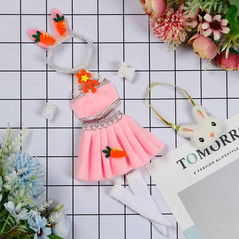 Color: PURPLE - 30CM BJD Doll Clothes Girl Dress Up Makeup DIY Toys  Accessories Dress Princess Doll House Set Children Humanoid Doll Girl Gifts