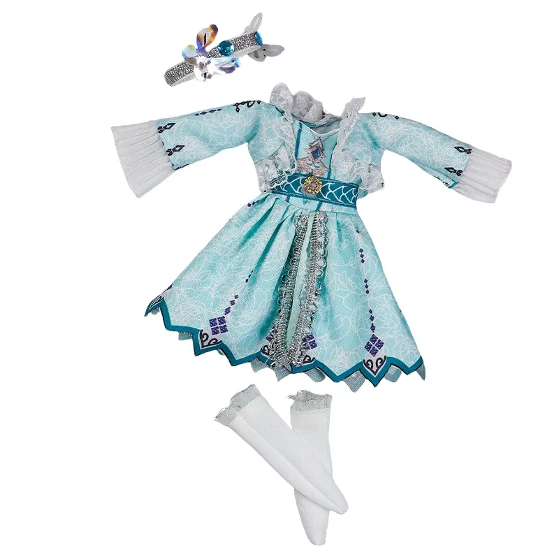 Color: PURPLE - 30CM BJD Doll Clothes Girl Dress Up Makeup DIY Toys  Accessories Dress Princess Doll House Set Children Humanoid Doll Girl Gifts