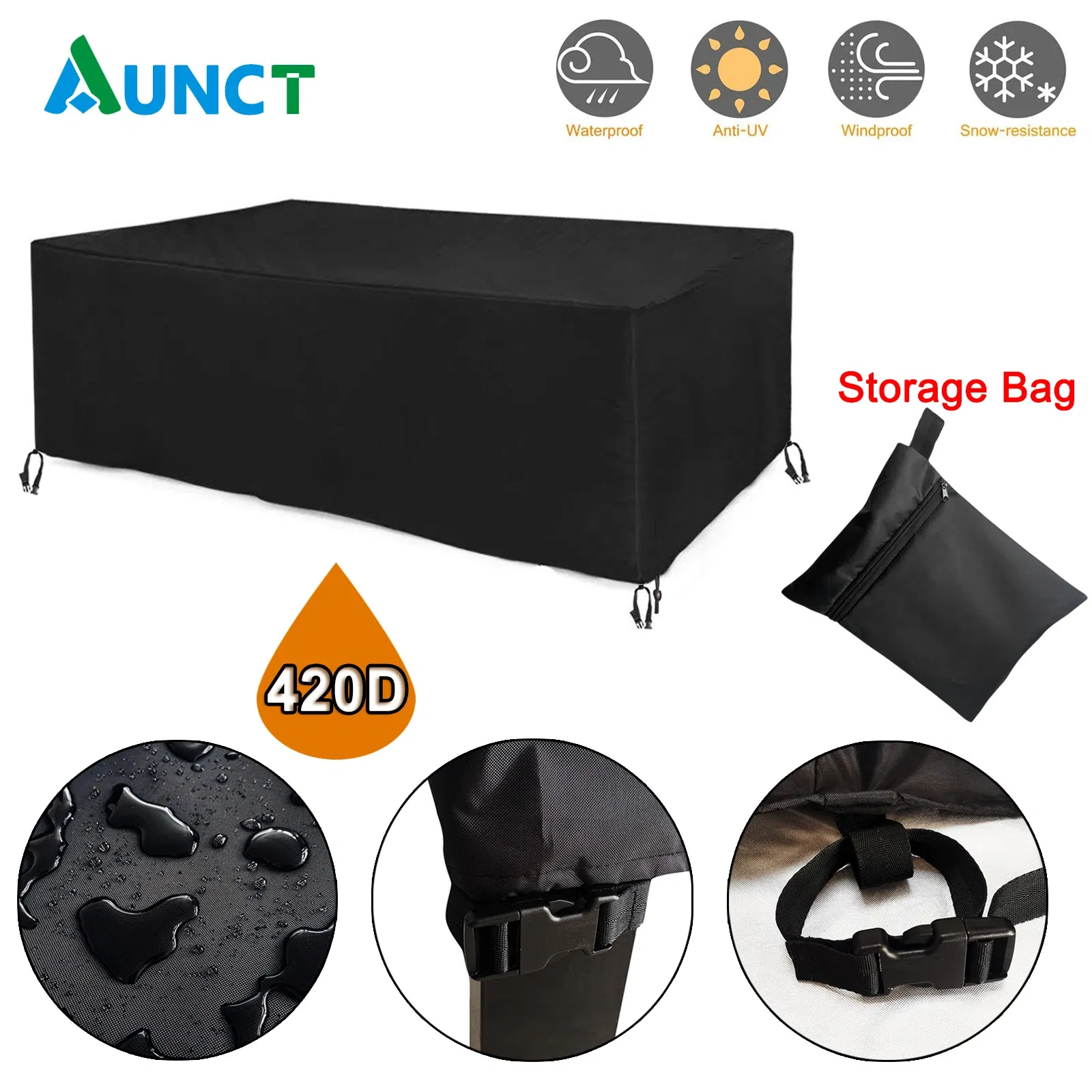 Specification: 80*150cm - Heavy duty Waterproof Patio Furniture Cover Rectangular Garden Rain Snow Outdoor Cover for Sofa Table Chair Wind-Proof Anti-UV