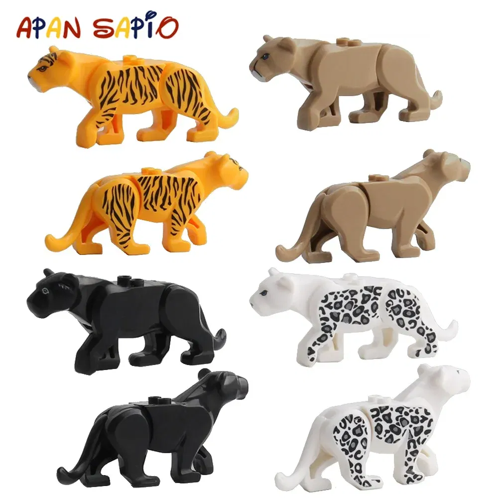 Color: Brown - Animal Building Blocks Model Crocodile Leopard Educational Games Figure Brick Toys for Children Kids