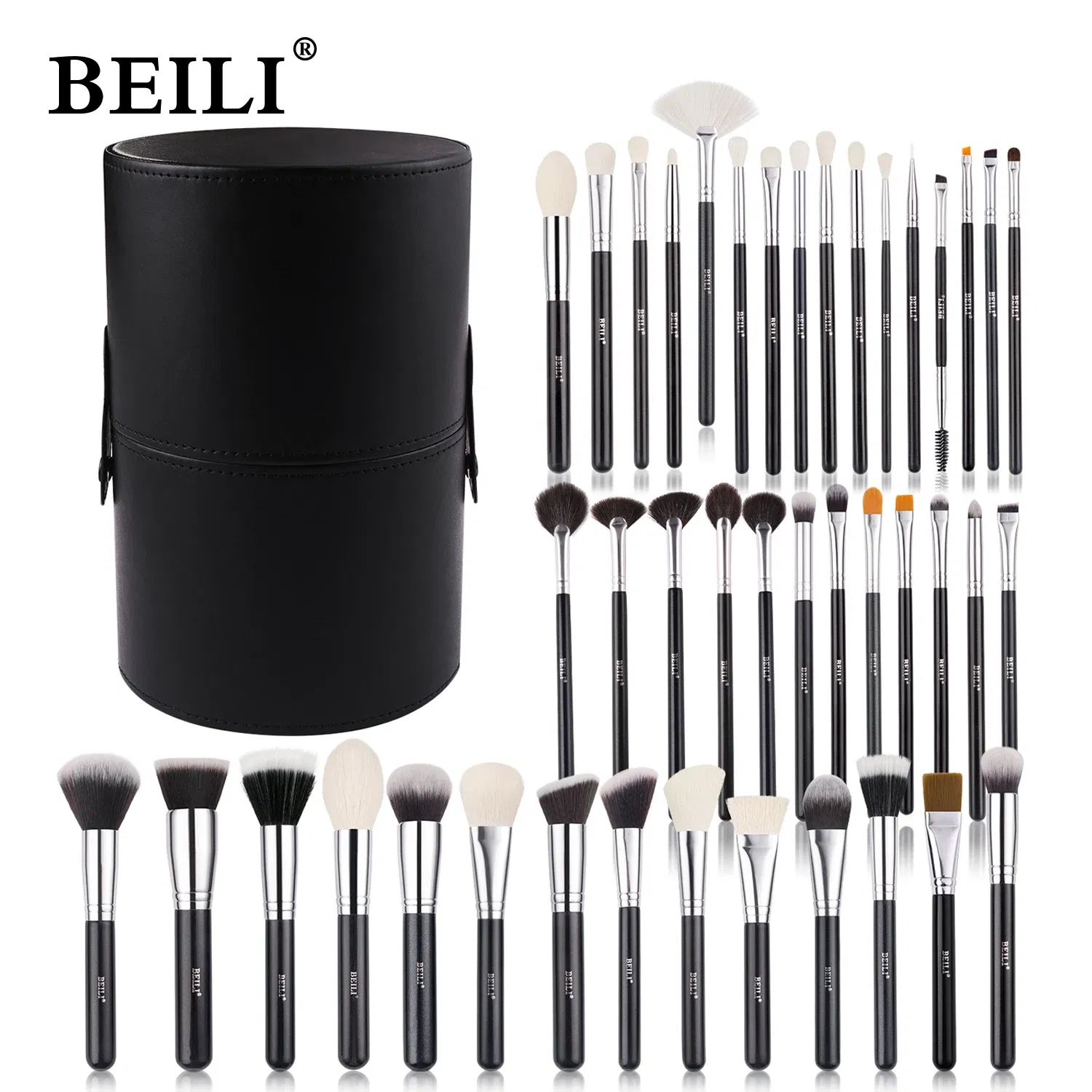 Handle Color: Green, Ships From: SAUDI ARABIA - BEILI Makeup Brush Set with Holder 30-42Pcs Professional Foundation Powder Blush Eyeshadow Blending Brushes Kit Make Up Tools