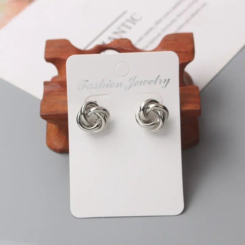 Metal Color: Imitation Rhodium Plated - Tiny Metal Stud Earrings for Women Gold Color Twist Round Earrings Small Unusual Earrings boucles d'oreilles Fashion Jewelry