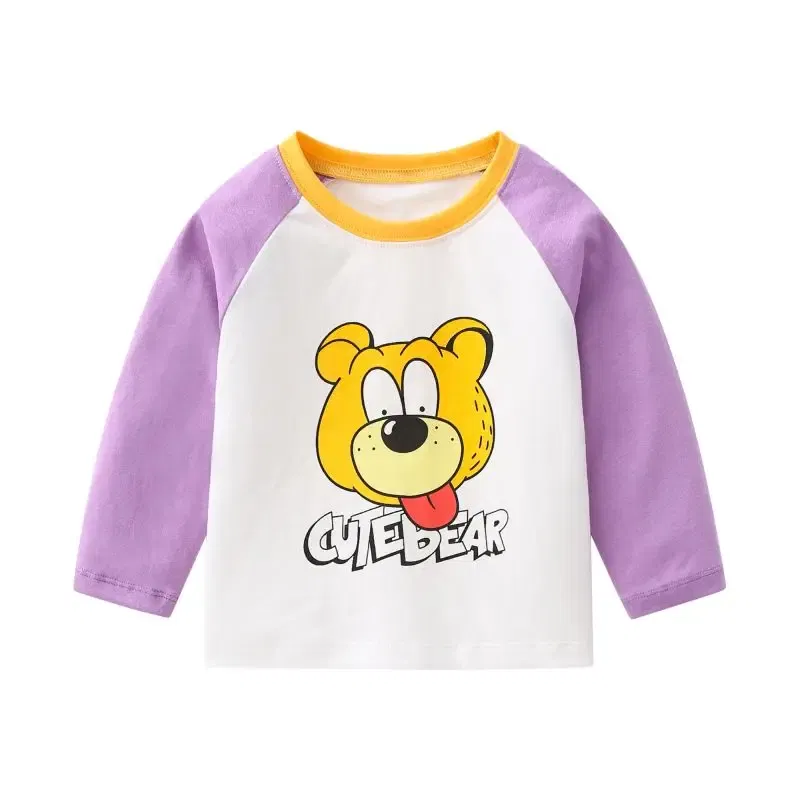 Color: Lavender, Kid Size: 3T?€?€·?¤–运动?‰ - Children's long-sleeved T-shirt 2024 spring & fall new style small and medium-sized kidsren's baby round neck bottoming shirt