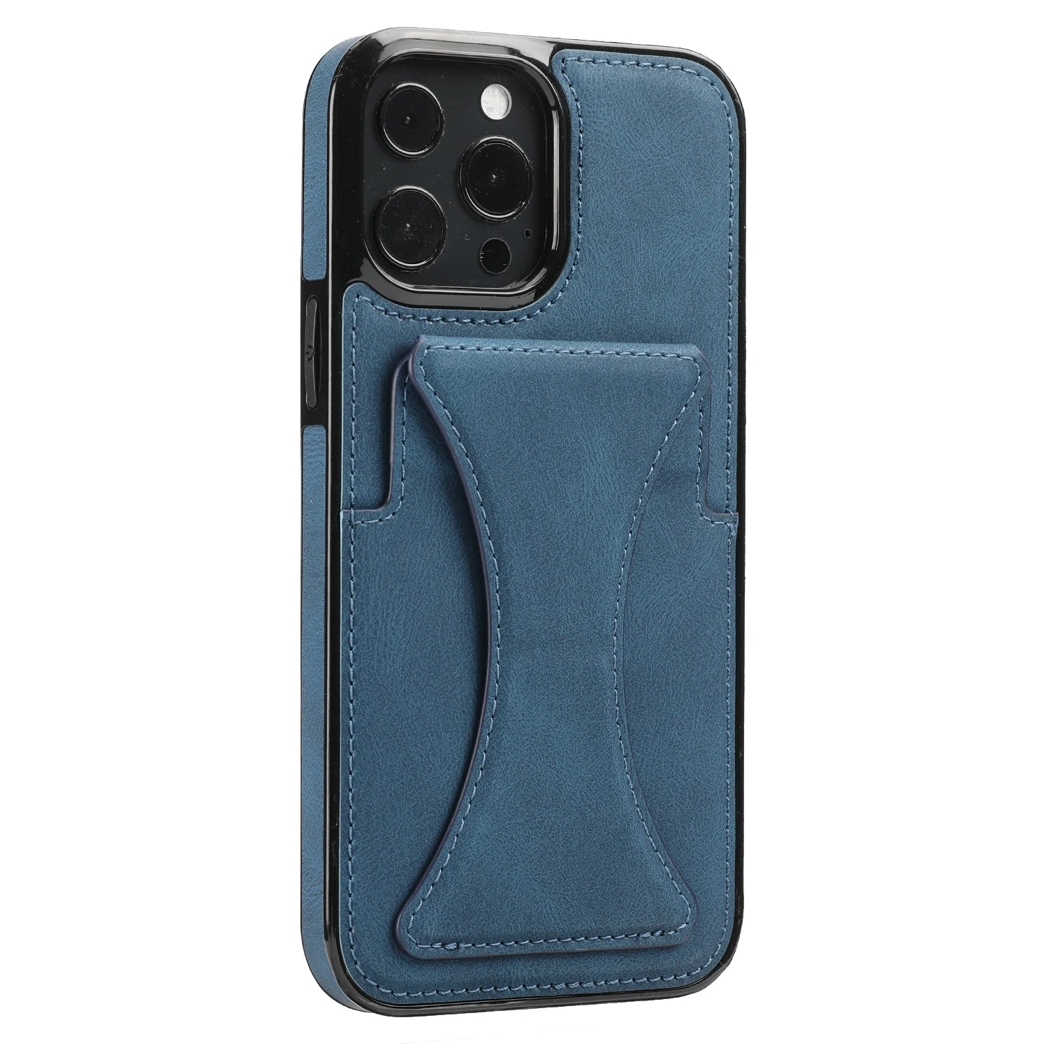 Color: Blue, Material: Cotton Fabric - For iPhone 16 Pro Max Plus Case 2024 With Magnetic Leather Kickstand Card Slot Wallet Back Cover Protection Shockproof Coque