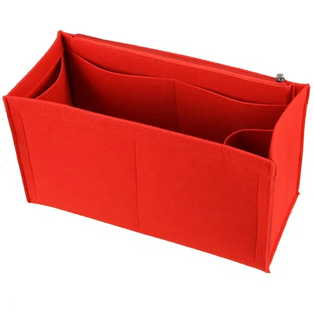 Color: Red, Size: L - Felt Cloth Insert Bag Fits BOOK TOTE Makeup Handbag Organizer Travel Inner Purse Cosmetic Bag Mommy Bag Fit ONTHEGO Tote