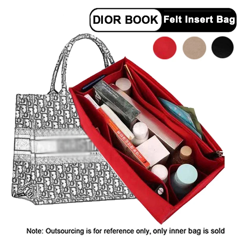 Color: Red, Size: L - Felt Cloth Insert Bag Fits BOOK TOTE Makeup Handbag Organizer Travel Inner Purse Cosmetic Bag Mommy Bag Fit ONTHEGO Tote