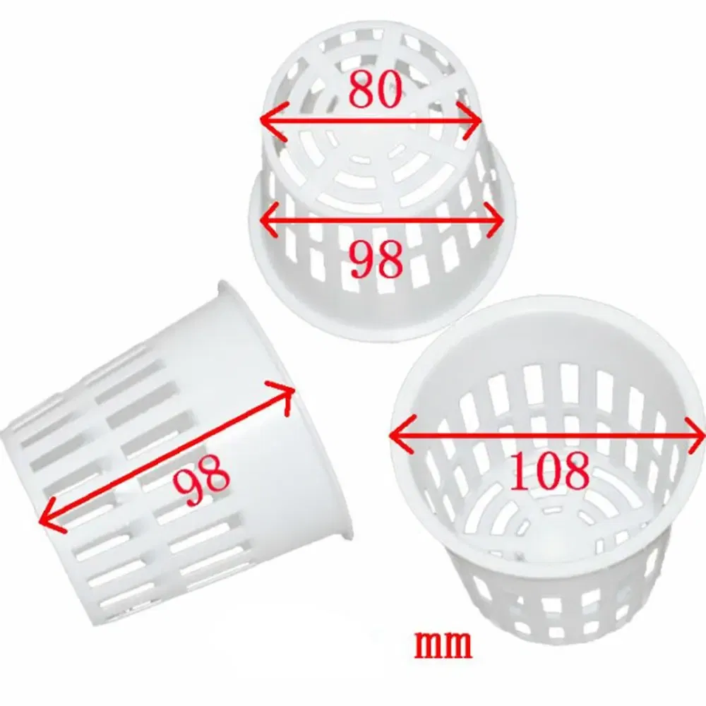 Color: WHITE - Heavy Duty Hydroponic Mesh Pot Net Cup Basket Hydroponic Aeroponic Vegetable Plant Soilless Cultivation Basket 108*98mm