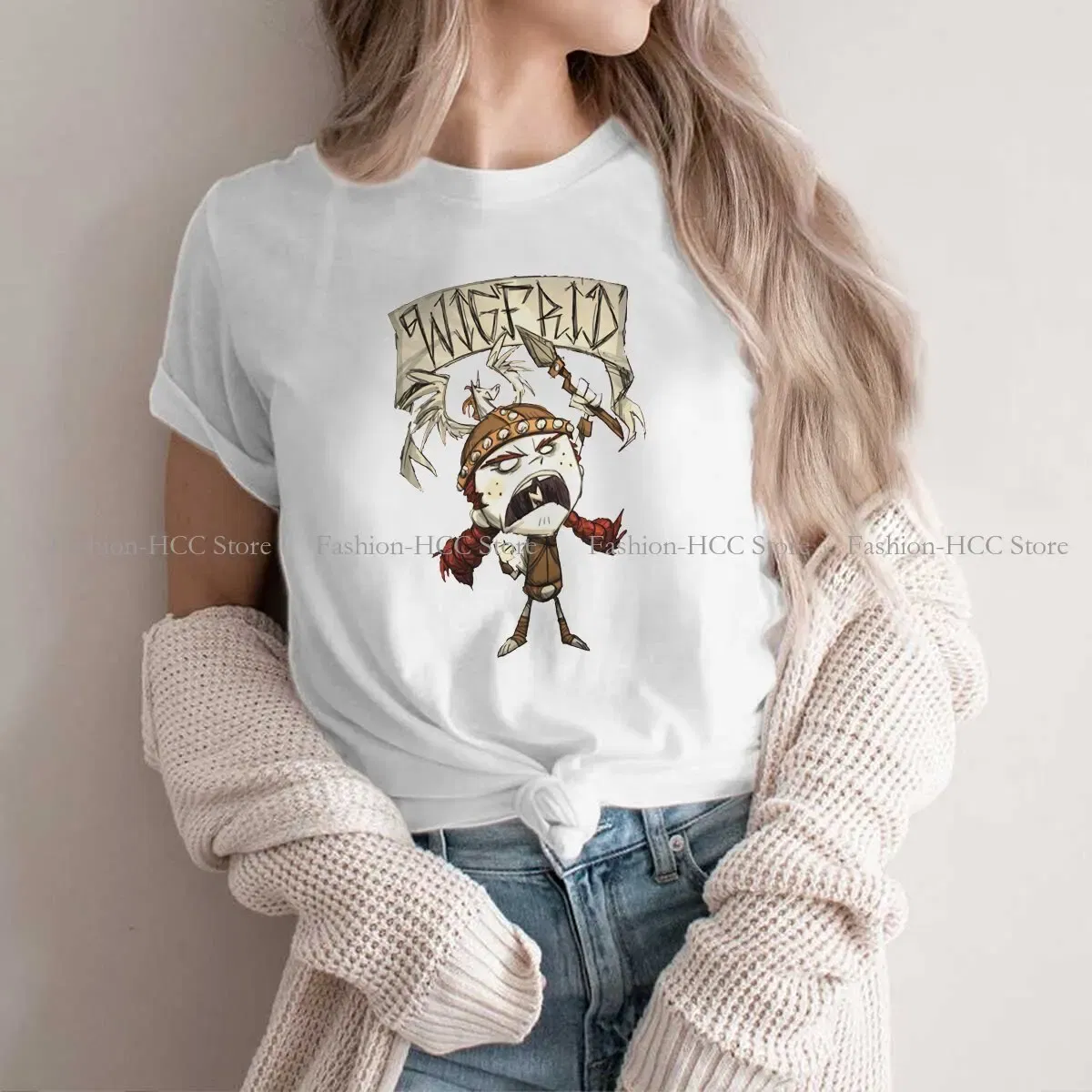 Color: WHITE, Size: S - Wigfrid Casual Polyester TShirt Dont Starve Style Tops Comfortable T Shirt Female