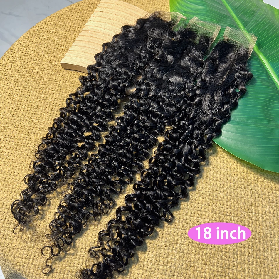Stretched Length: 14inches - 2x6 HD Lace Closure Deep Curly 100% Human Hair Deep Parting Preplucked Bleached Knots Invisible Closure Natural Color For Women