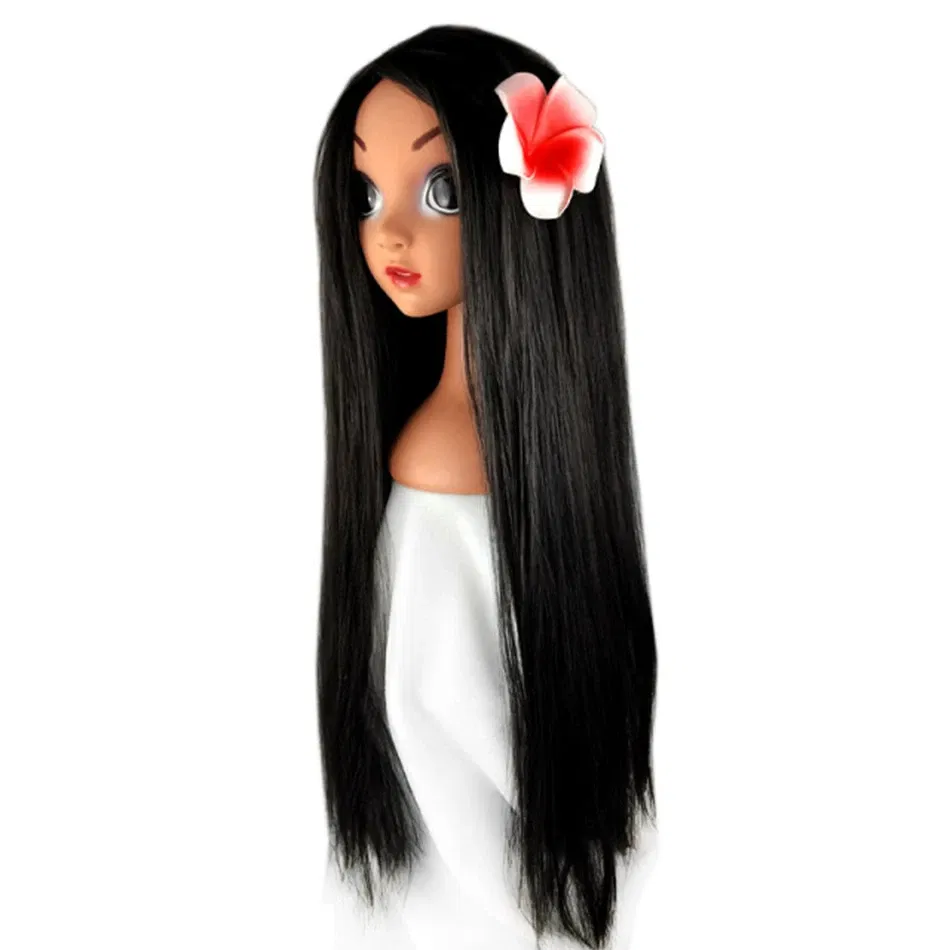 Color: Yellow - Girl Princess Cosplay Wig Children Mermaid Wig Princess Hair Accessories Carnival Party Wig Princess Dress Accessories Matching